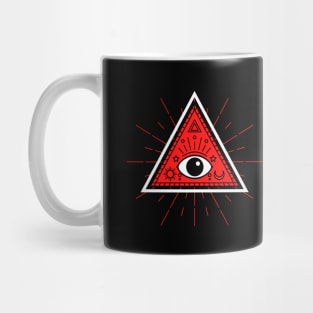 All Seeing eye - Red with white outline Mug